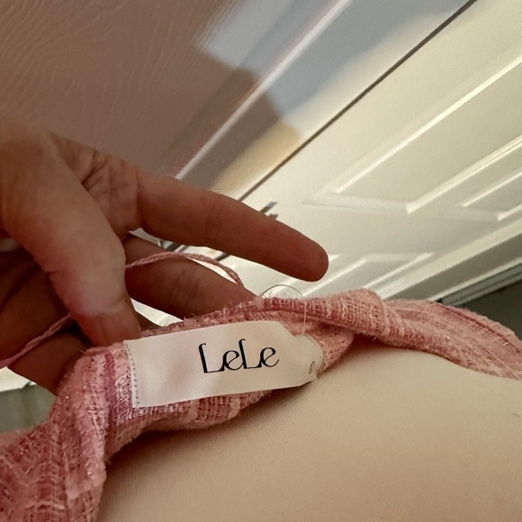 Scallop Trim Cotton Blend Tweed Minidress - Picture 4 of 7